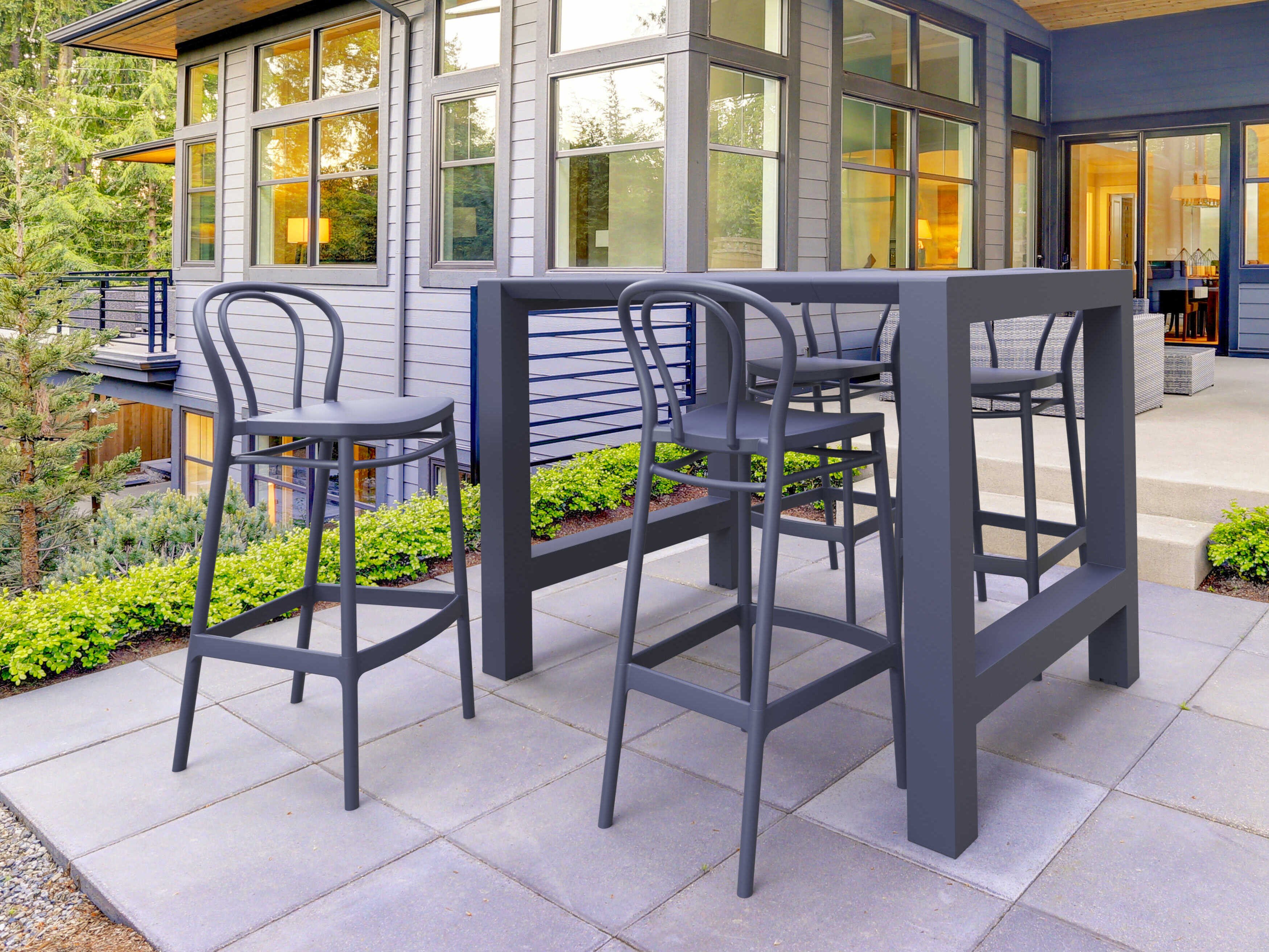 Compamia Vegas Dark Gray Polypropylene Dining Set