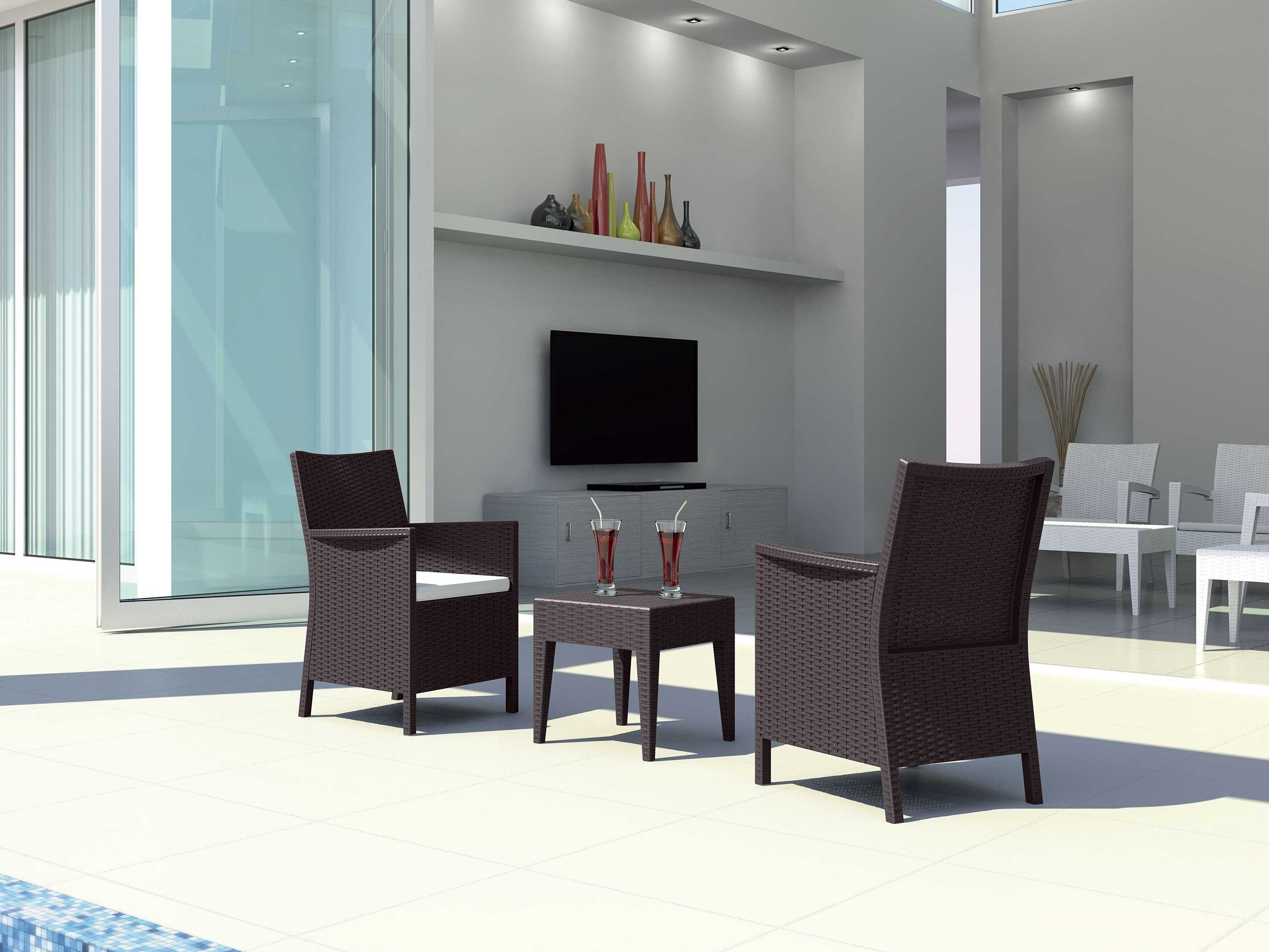 Compamia California Brown Resin Cushion Lounge Set