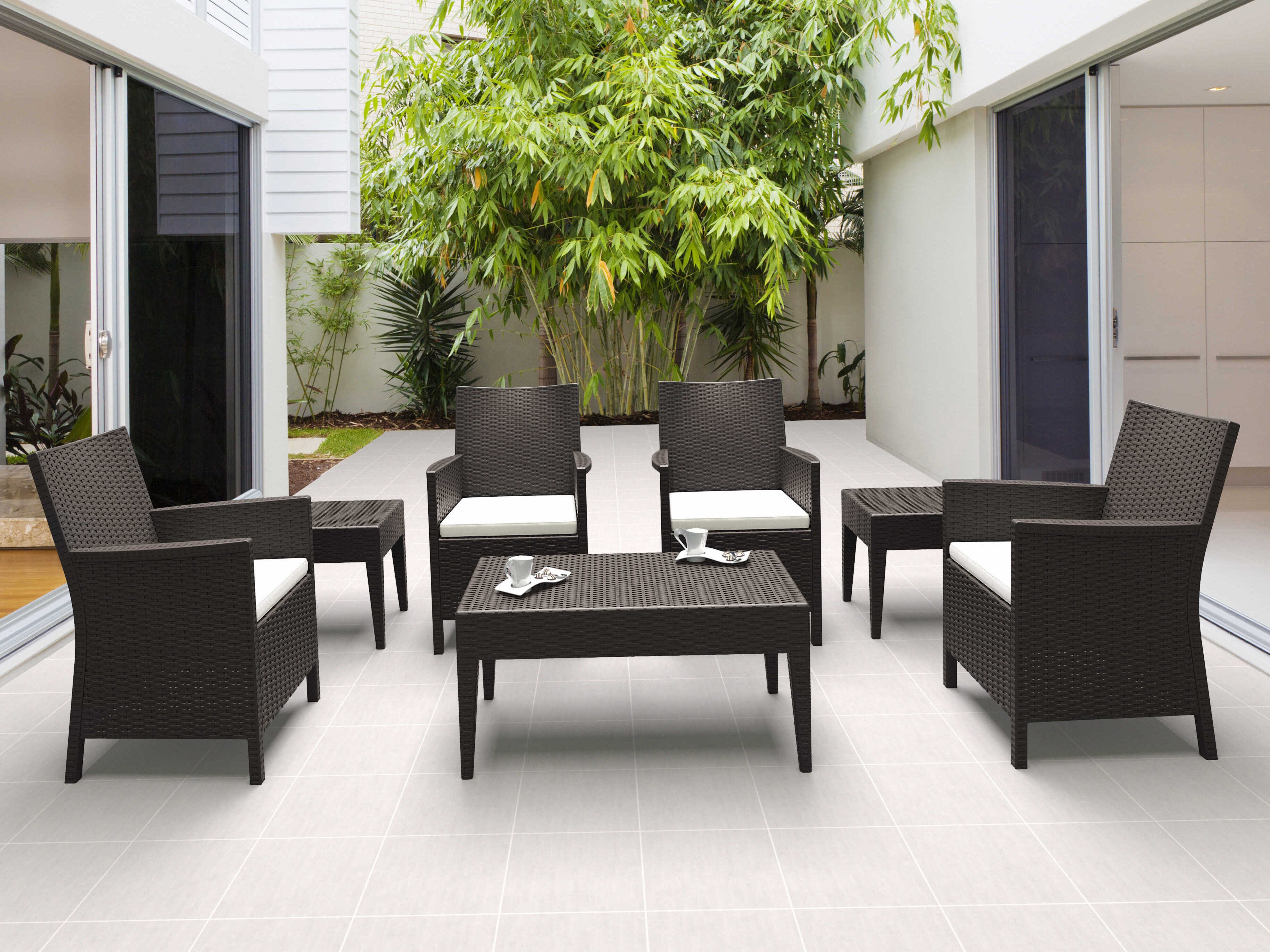 Compamia California Brown Resin Cushion Lounge Set