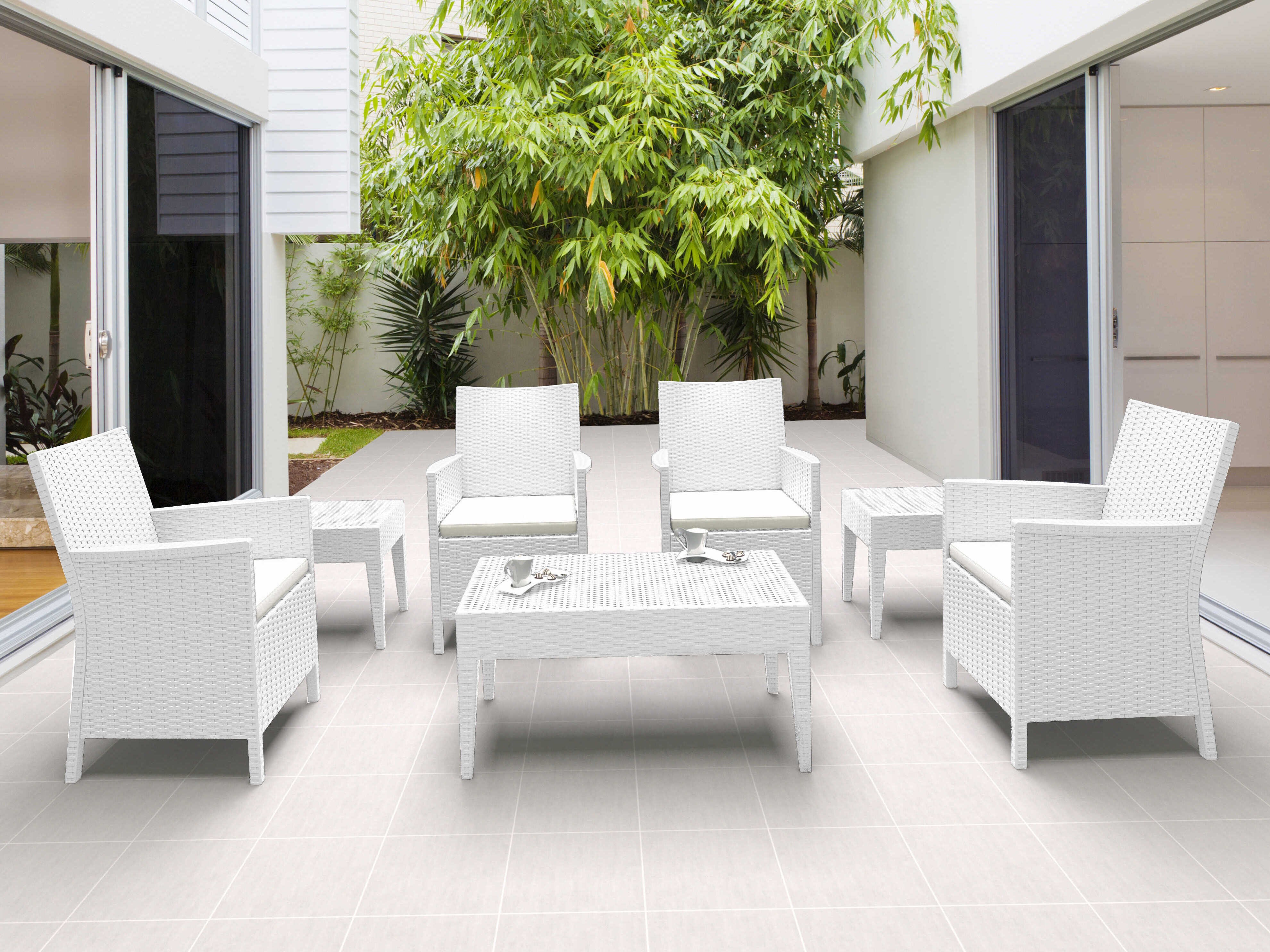 Compamia California White Resin Cushion Lounge Set