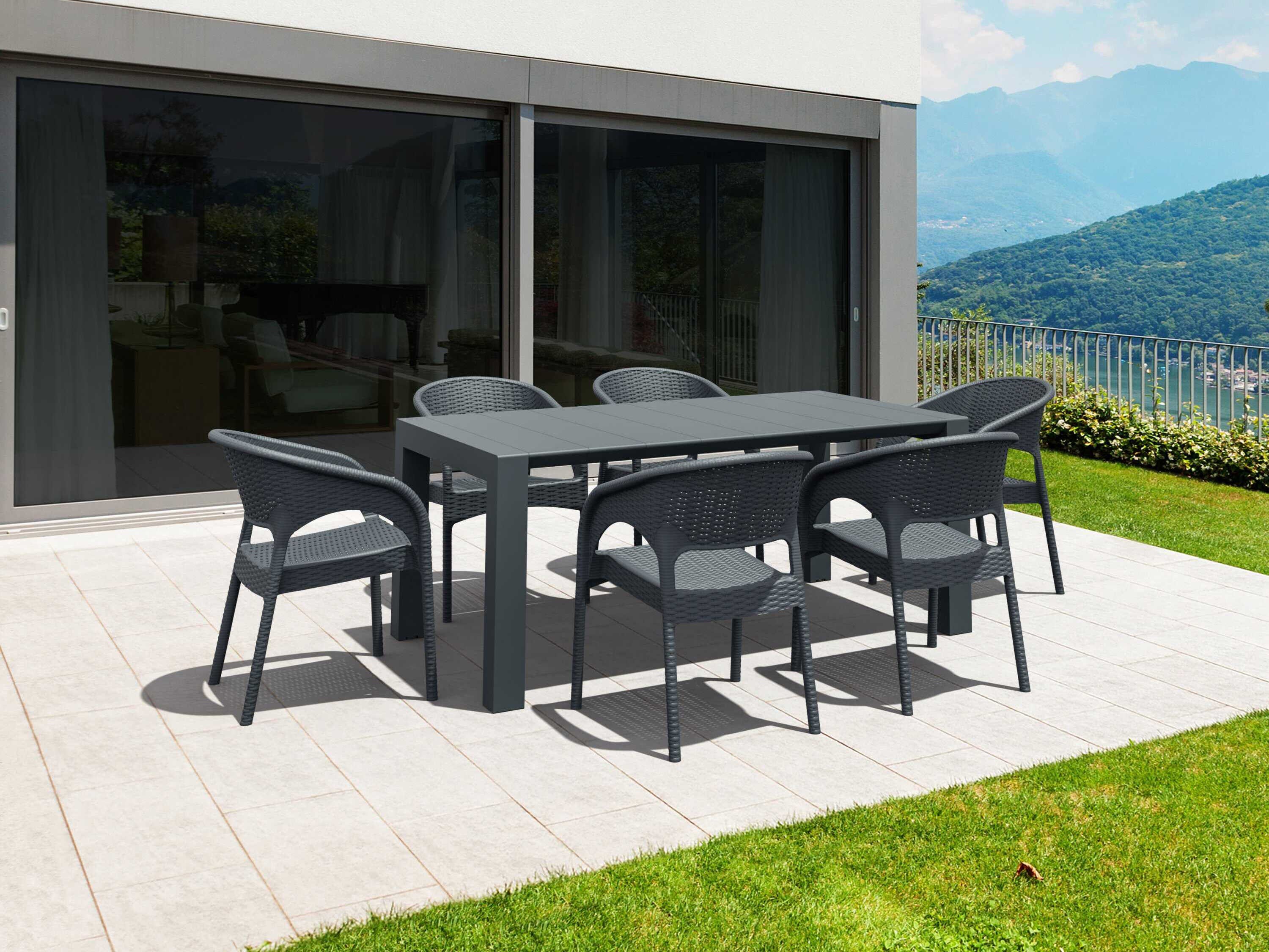 Compamia Panama Dark Gray Resin Dining Set