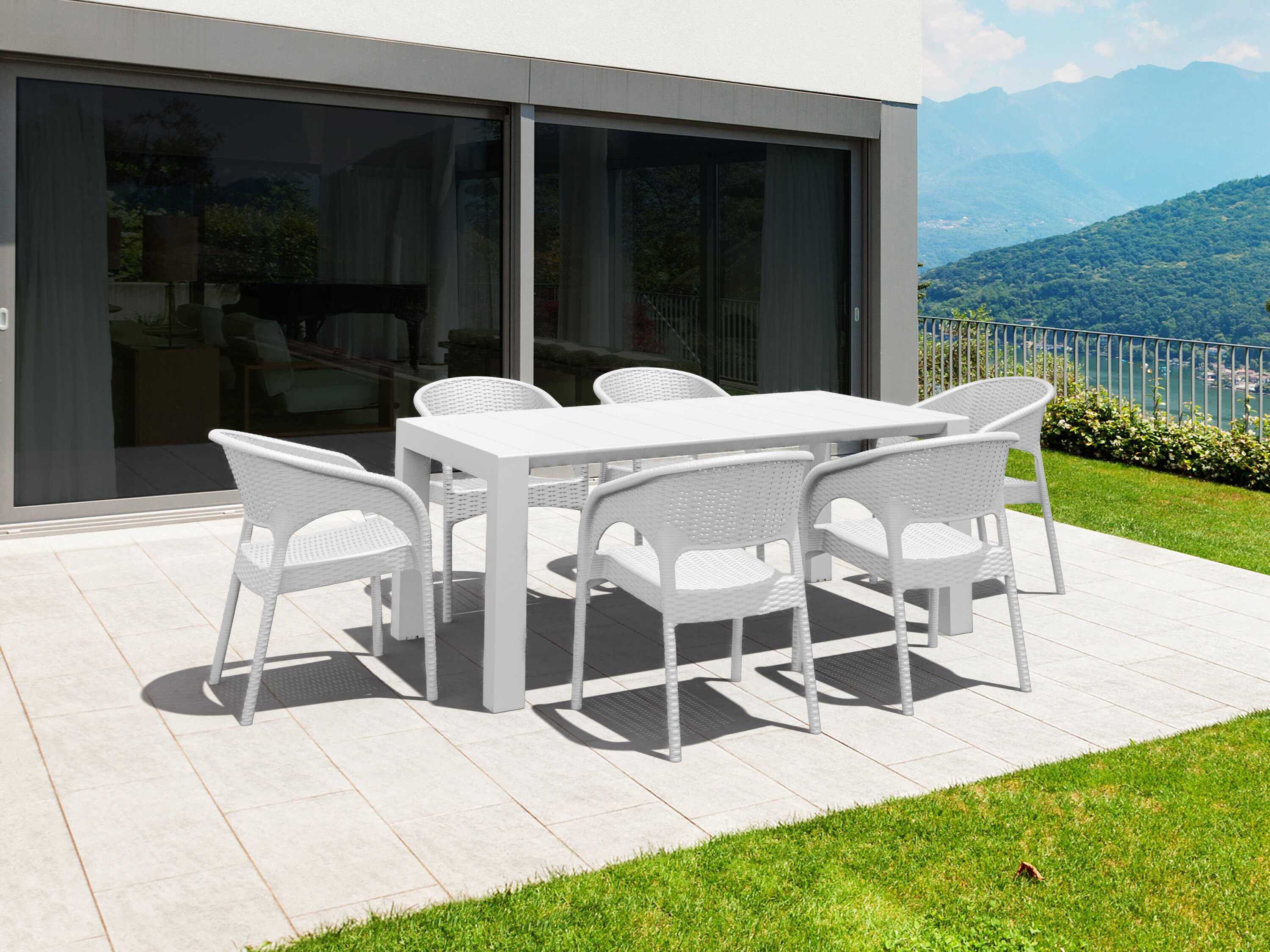 Compamia Panama White Resin Dining Set