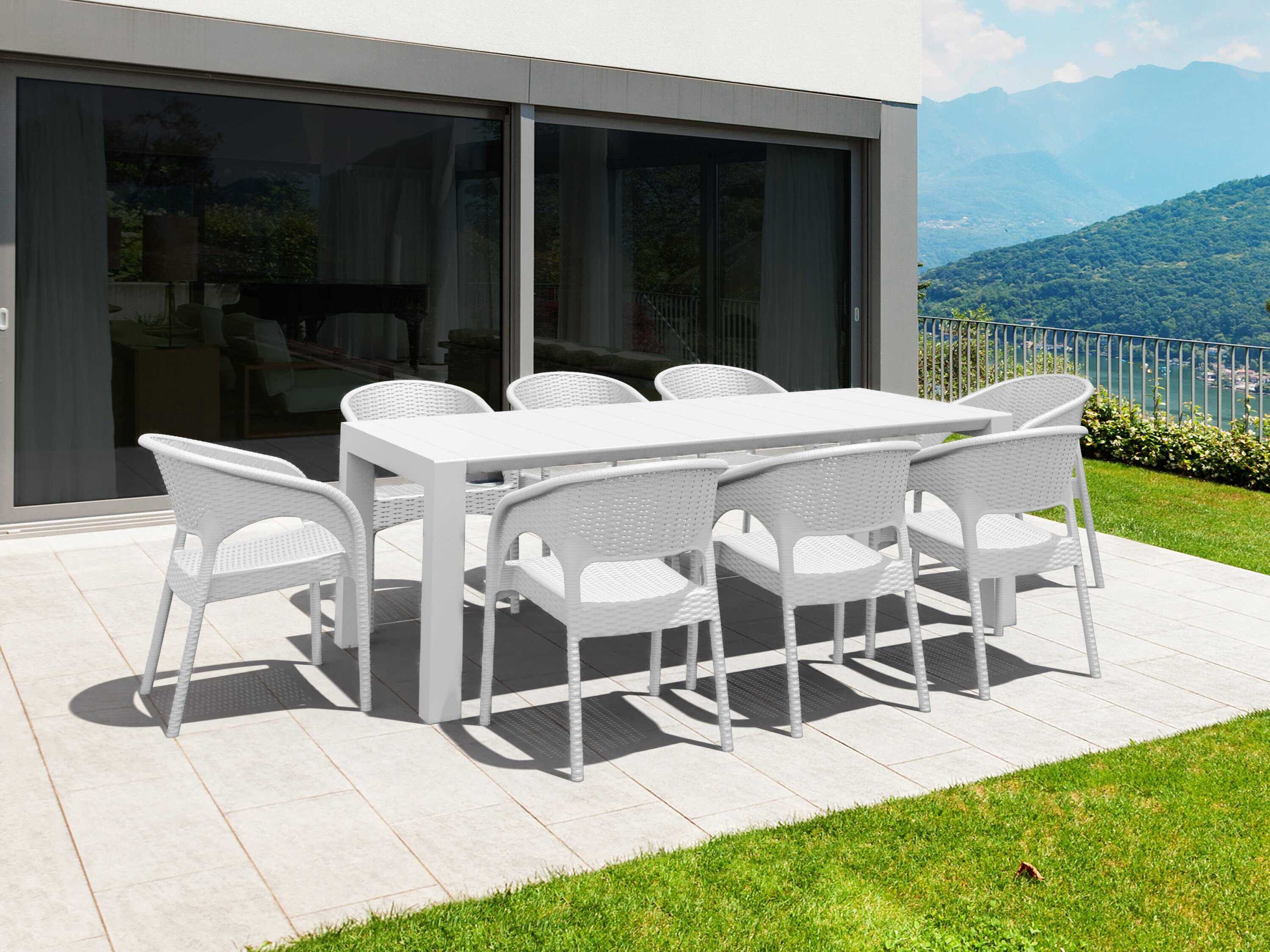 Compamia Panama White Resin Dining Set