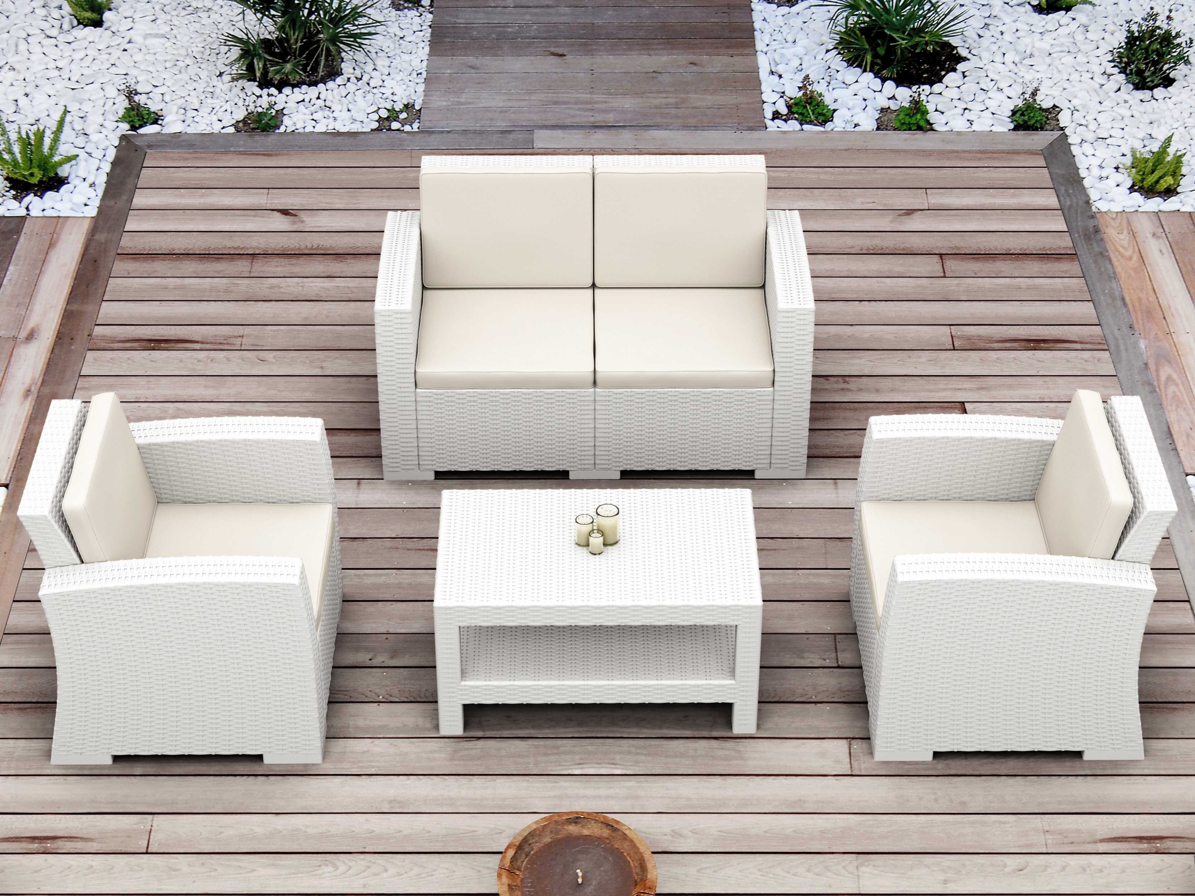 Compamia Monaco White Resin Cushion Lounge Set