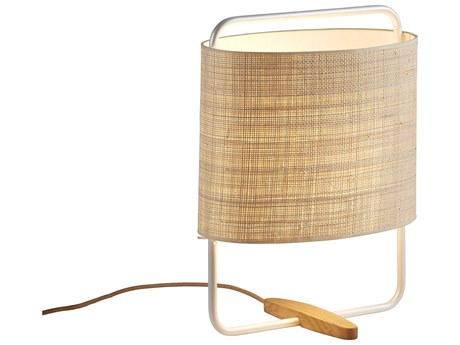 Carpyen Margot Nacre Natural Fiber Off White Table Lamp