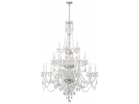 Crystorama Traditional Crystal 25-Light Polished Chrome Glass Candelabra Chandelier