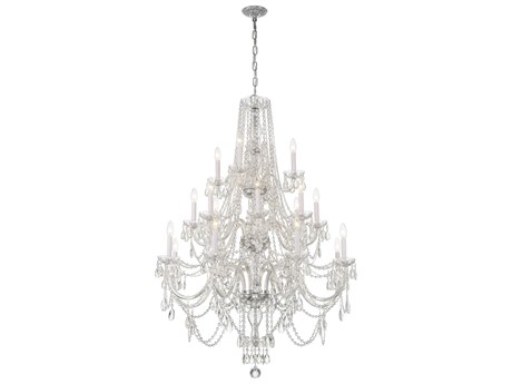 Crystorama Traditional Crystal 20-Light Polished Chrome Glass Candelabra Chandelier