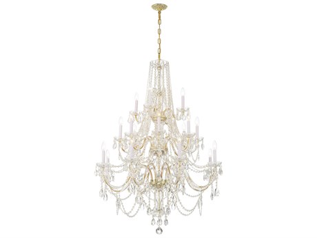 Crystorama Traditional Crystal 20-Light Polished Brass Chrome Glass Candelabra Chandelier