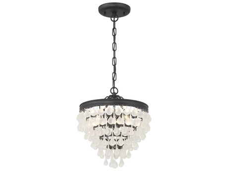 Crystorama Calypso 3-Light Matte Black Tiered Pendant