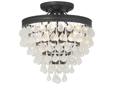 Crystorama Calypso 3-Light Matte Black Tiered Semi Flush Mount