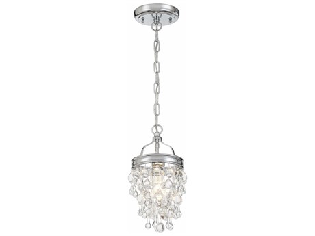 Crystorama Calypso 1-Light Nickel Crystal Glass Tiered Mini Pendant