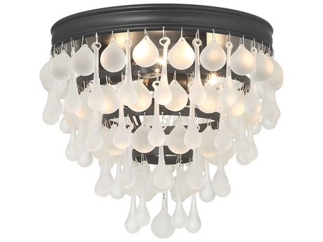 Crystorama Calypso 3-Light Matte Black Flush Mount