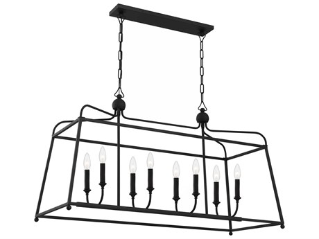Crystorama Sylvan 8-Light Black Forged Island Pendant