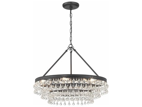 Crystorama Calypso 6-Light Matte Black Glass Candelabra Chandelier