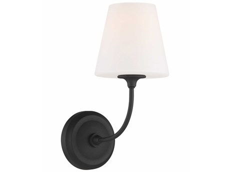 Crystorama Sylvan 1-Light Black Forged Glass Wall Sconce