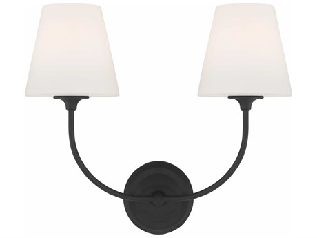 Crystorama Sylvan 2-Light Black Forged Glass Vanity Light