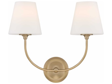 Crystorama Sylvan 2-Light Vibrant Gold Glass Vanity Light