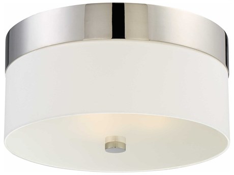 Crystorama Grayson 3-Light Polished Nickel Drum Flush Mount