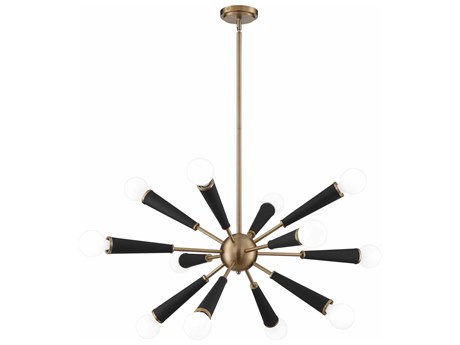 Crystorama Zodiac 12-Light Aged Brass Sputnik Pendant