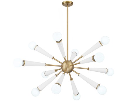 Crystorama Zodiac 12-Light Aged Brass Matte White Sputnik Pendant