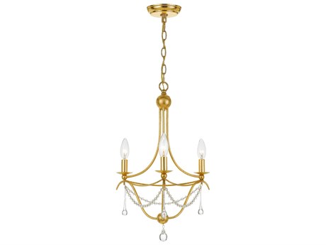 Crystorama Metro 3-Light Antique Gold Crystal Candelabra Chandelier