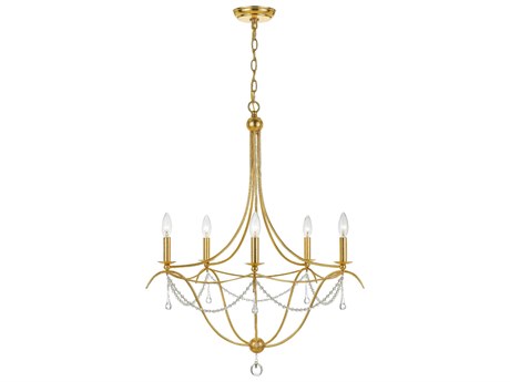 Crystorama Metro 5-Light Antique Gold Crystal Candelabra Chandelier