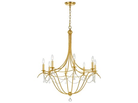 Crystorama Metro 8-Light Antique Gold Crystal Candelabra Chandelier