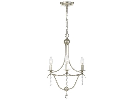 Crystorama Metro 3-Light Antique Silver Crystal Candelabra Chandelier