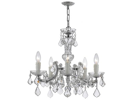 Crystorama Maria Theresa 5-Light Chrome Crystal Candelabra Chandelier