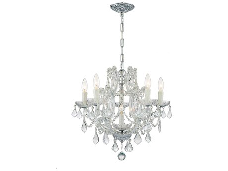 Crystorama Maria Theresa 6-Light Chrome Crystal Candelabra Chandelier