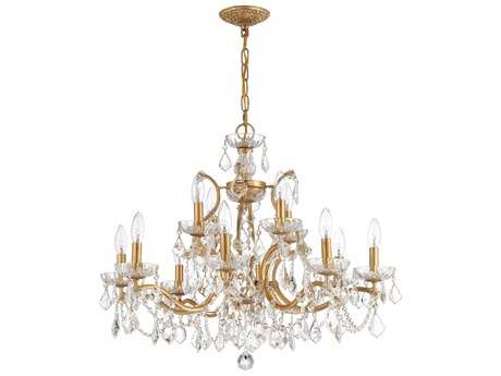 Crystorama Filmore 12-Light Antique Gold Crystal Candelabra Chandelier