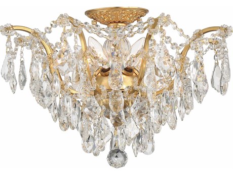 Crystorama Filmore 5-Light Antique Gold Crystal Semi Flush Mount