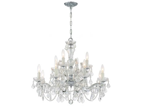 Crystorama Maria Theresa 12-Light Chrome Crystal Candelabra Chandelier