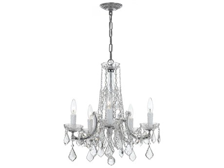 Crystorama Traditional Crystal 5-Light Polished Chrome Glass Candelabra Chandelier