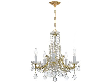 Crystorama Traditional Crystal 5-Light Gold Glass Candelabra Chandelier