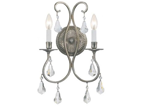 Crystorama Ashton 2-Light Bronze Crystal Wall Sconce