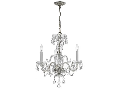 Crystorama Traditional Crystal 3-Light Chrome Glass Candelabra Chandelier