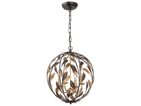 Crystorama Broche 4-Light English Bronze Antique Gold Candelabra Globe Chandelier