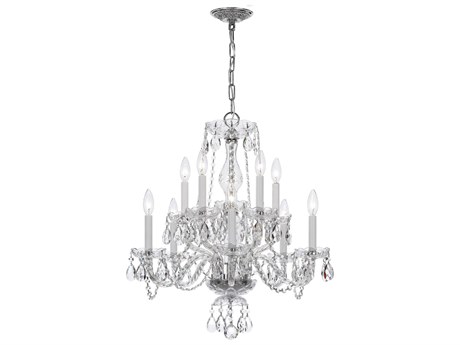 Crystorama Traditional Crystal 10-Light Chrome Glass Candelabra Chandelier