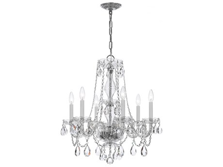 Crystorama Traditional Crystal 6-Light Brass Glass Candelabra Chandelier