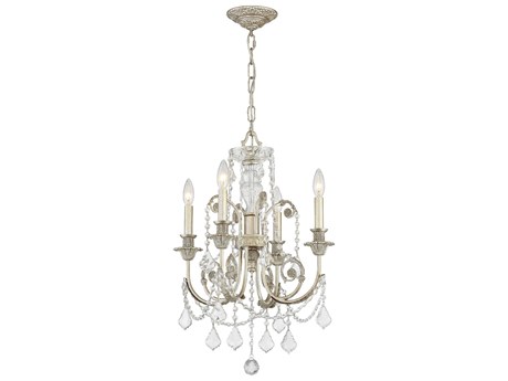 Crystorama Regis 4-Light Olde Silver Crystal Candelabra Chandelier