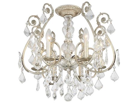 Crystorama Regis 6-Light Olde Silver Crystal Semi Flush Mount