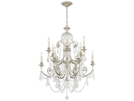 Crystorama Regis 12-Light Silver Crystal Candelabra Tiered Chandelier