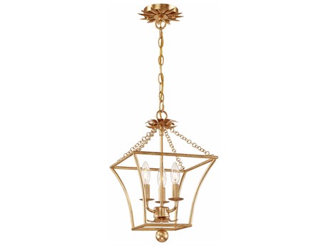 Crystorama Broche 3-Light Antique Gold Candelabra Chandelier