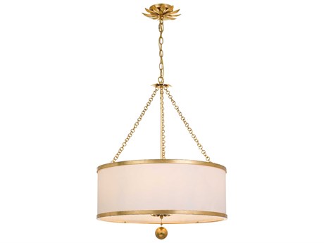 Crystorama Broche 6-Light Gold Drum Pendant