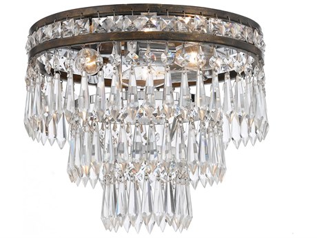 Crystorama Mercer Bronze Crystal Tiered Flush Mount