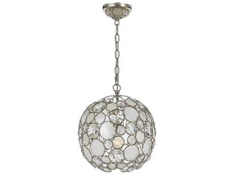 Crystorama Palla 1-Light Antique Silver Crystal Globe Round Pendant