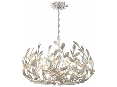 Crystorama Broche 6-Light Antique Silver Candelabra Chandelier