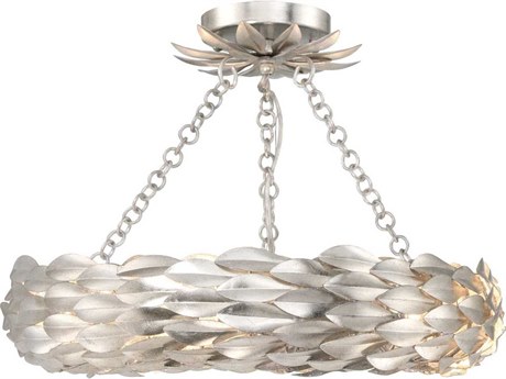 Crystorama Broche 6-Light Antique Silver Round Semi Flush Mount