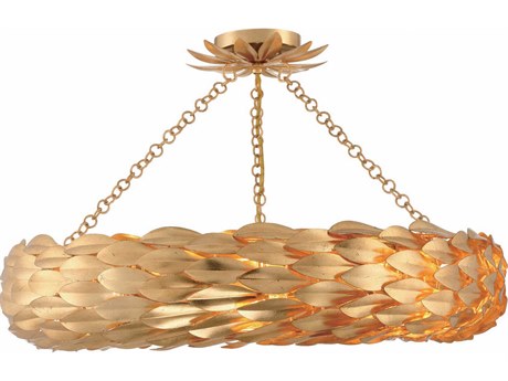 Crystorama Broche 6-Light Antique Gold Semi Flush Mount